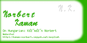 norbert kaman business card